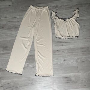 Pajama Set M Loungewear Romantic Cottagecore Ruffle Cute Classy Timeless Cozy